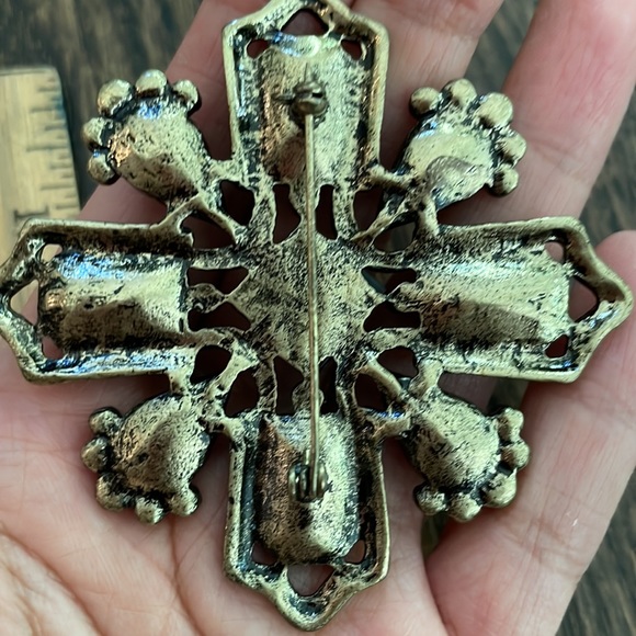 Large brooch with gemstones and rhinestones - Picture 4 of 5